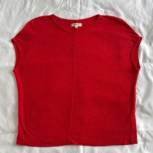 Madewell Red Drop Shoulder Linen Tee